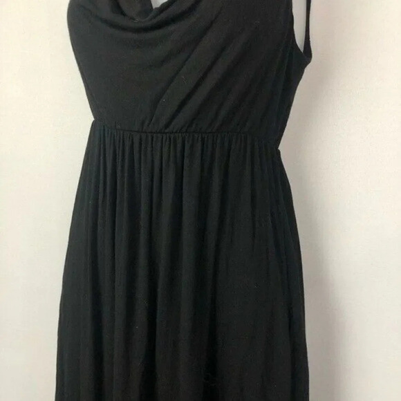 Anthropologie Michael Stars Black Cowl V-Neck Fit & Flare Midi Dress 2 - Picture 4 of 4